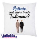 Federa per Cuscino Vuoi essere il mio Testimone? PERSONALIZZATA CON IL NOME, sposo e testimone uomo, fratello, amico!