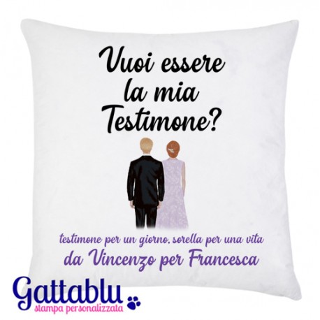 Federa Vuoi essere la mia Testimone? PERSONALIZZATA CON I NOMI, Testimone  per un giorno personalizza la frase! Sposo!