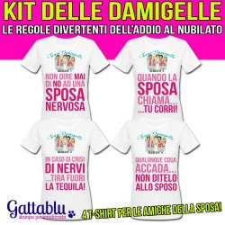 Pacchetto 4 t-shirt donna Team Damigelle - Regole della festa di Addio al Nubilato! Idea simpatica per le amiche della sposa! 