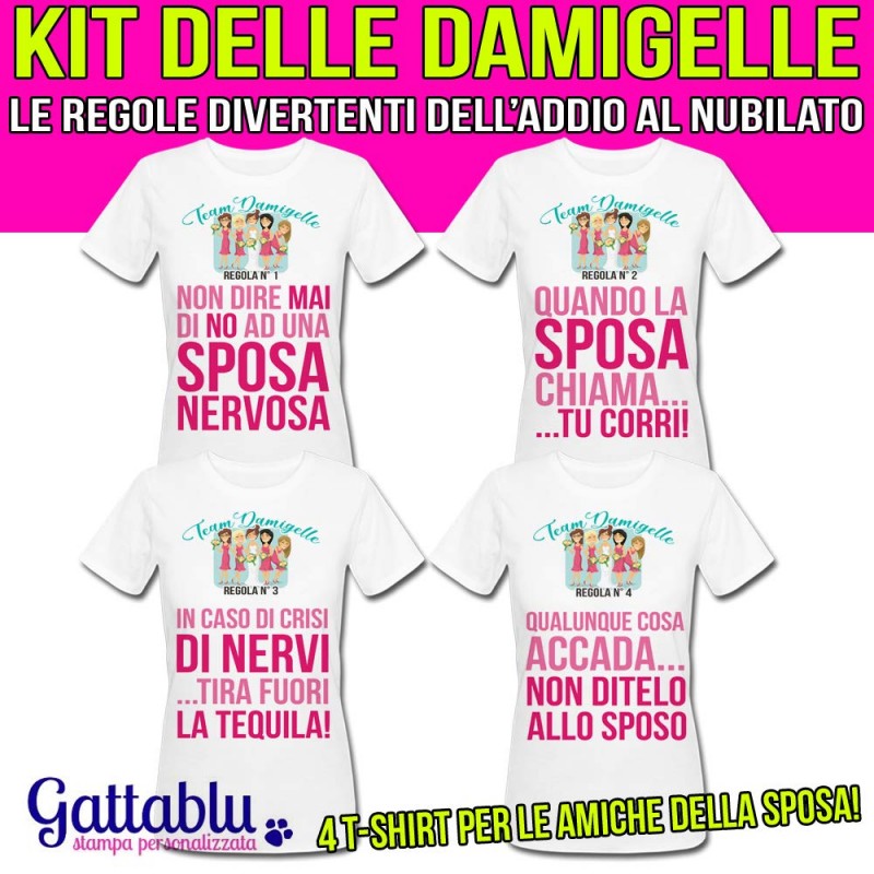 Pacchetto 4 t-shirt donna Team Damigelle - Regole della festa di