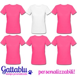 Pacchetto 6 t-shirt Addio al Nubilato CON STAMPA PERSONALIZZABILE bianca + 5 fucsia, sposa e amiche!