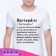 T-shirt uomo Bartender definizione divertente del dizionario! Idea regalo per un barista! Bianca!