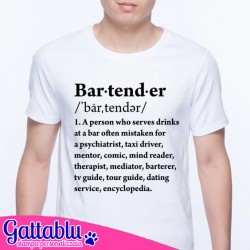 T-shirt uomo Bartender definizione divertente del dizionario! Idea regalo per un barista! Bianca!