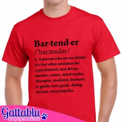 T-shirt uomo Bartender definizione divertente del dizionario! Idea regalo per un barista! Rossa!