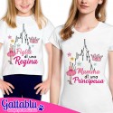 Coppia di t-shirt madre e figlia Mamma di una Principessa, Figlia di una Regina, castello delle fiabe!