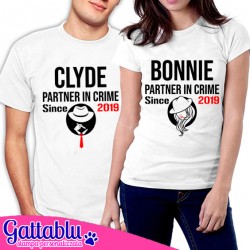 T-shirt di coppia lui e lei Bonnie e Clyde Partner in crime since PERSONALIZZATE CON ANNO, ANNIVERSARIO O MATRIMONIO!