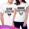 T-shirt di coppia lui e lei Bonnie e Clyde Partner in crime since PERSONALIZZATE CON ANNO, ANNIVERSARIO O MATRIMONIO!