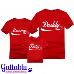 Set famiglia 3 t-shirt papà mamma e bimbo o bimba Mommy Daddy Baby Coca Cola inspired bollicine!