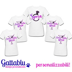 Pacchetto 5 t-shirt Addio al Nubilato Sposa e Amica della Sposa 1+4 Neon Drink ed Anello! Per festa di Addio al Nubilato!