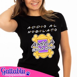 T-shirt donna Addio al Nubilato Amica della Sposa, spioncino porta FRIENDS serie tv style! Nera!