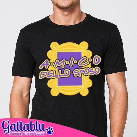 T-shirt uomo Addio al Celibato, Amico dello Sposo! Friends serie tv inspired, porta, spioncino!