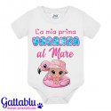 Body bimba La mia prima vacanza al mare! Bimba con salvagente fenicottero! Idea regalo prima estate!