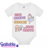 Body bimba Ciao Mondo! Eccomi! Sono... PERSONALIZZATO CON NOME! Regalo per nascita bebè, unicorno kawaii!