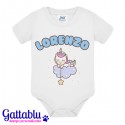 Body bimbo PERSONALIZZATO CON IL NOME! Regalo per corredino nascita bebè, unicorno kawaii!