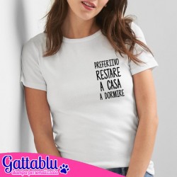 T-shirt donna Antisocial: preferivo restare a casa a dormire! Divertente idea regalo anti social!