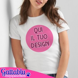 T-shirt donna CON STAMPA PERSONALIZZABILE, stampa il tuo logo o il tuo design! Colore bianco.