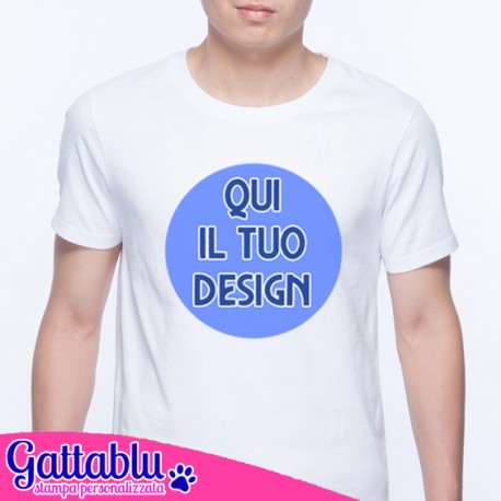 T-shirt uomo CON STAMPA PERSONALIZZABILE, stampa il tuo logo o il tuo design! Colore bianco.