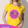 T-shirt donna Stop e fai un selfie con la sposa! Idea divertente Addio al Nubilato! Gialla!