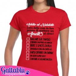 T-shirt donna Lista delle cose da fare prima di mettere un anello al dito! Addio al Nubilato! Rossa!