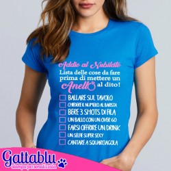 T-shirt donna Lista delle cose da fare prima di mettere un anello al dito! Addio al Nubilato! Blu royal!