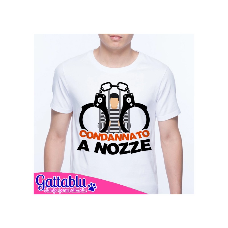 T-shirt uomo Addio al Celibato: condannato a nozze! Divertente idea regalo  per futuro sposo, manette!