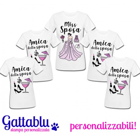 Pacchetto 5 t-shirt Addio al Nubilato Miss Sposa e Amica della Sposa! Per la futura sposa e le amiche!