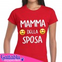 T-shirt donna Mamma della Sposa, emoji occhi a cuore! Idea regalo per la madre della futura sposa! Addio al Nubilato! Rossa!!