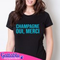 T-shirt donna Champagne Oui Merci - French Kiss Collection - black version