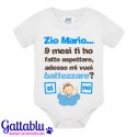 Body neonato, bimbo, 9 mesi ti ho fatto aspettare, adesso mi vuoi battezzare? PERSONALIZZATO CON IL NOME del PADRINO!