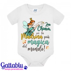 Body neonato, bimba o bimbo, Sei la madrina più magica del mondo PERSONALIZZATO CON IL NOME, fata madrina di battesimo!