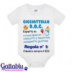 Body neonato, bimbo, Cicciottello Doc, Esperto in Maxi biberon, Biscotti e pappette! Divertente Idea Regalo Neonato goloso! 