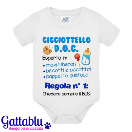 Body neonato, bimbo, Cicciottello Doc, Esperto in Maxi biberon, Biscotti e pappette! Divertente Idea Regalo Neonato goloso! 