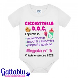 Body neonato, bimba, Cicciottella Doc, Esperta in Maxi biberon, Biscotti e pappette! Divertente Idea Regalo Neonata golosa! 