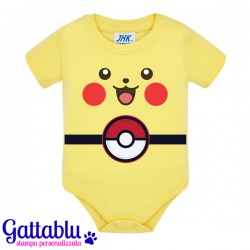 Body neonato bimbo e bimba con personaggio cartone animato giapponese poke mon pika chu