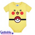 Body neonato bimbo e bimba con personaggio cartone animato giapponese poke mon pika chu