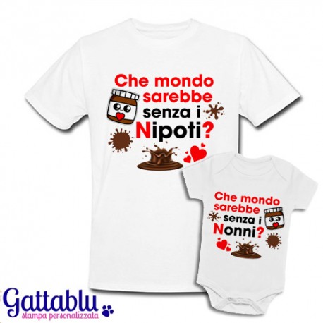 Set nonno e nipote t-shirt uomo + body bebè Che mondo sarebbe senza nonni e