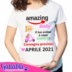 T-shirt donna Amazing Baby, ordine spedito! Consegna prevista PERSONALIZZATA CON MESE E ANNO NASCITA! Gravidanza, mamma bimba!