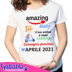 T-shirt donna Amazing Baby, ordine spedito! Consegna prevista PERSONALIZZATA CON MESE E ANNO NASCITA! Gravidanza, mamma bimbo!