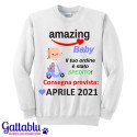  Felpa donna Amazing Baby, ordine spedito! Consegna prevista PERSONALIZZATA CON MESE E ANNO NASCITA! Gravidanza, mamma bimbo!