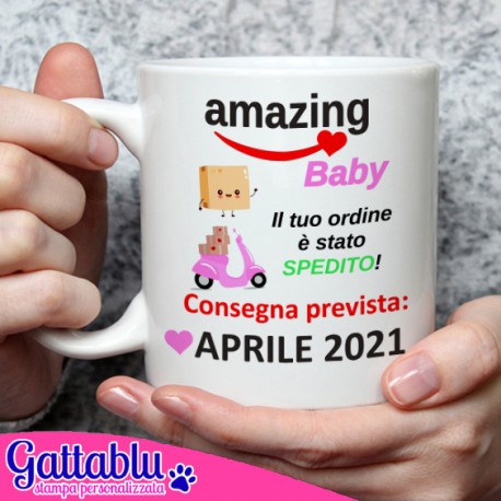 Tazza mug 11 oz Amazing Baby, ordine spedito! Consegna prevista PERSONALIZZATA CON MESE E ANNO NASCITA! Gravidanza, mamma bimba!