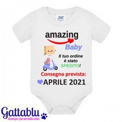 Body bodino Amazing Baby, ordine spedito! Consegna prevista PERSONALIZZATA CON MESE E ANNO NASCITA! Gravidanza, mamma bimbo!