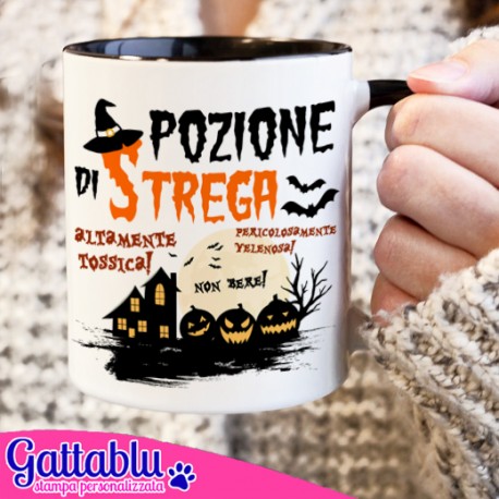  Tazza Mug 11 oz Pozione di Strega, tossica, velenosa, Non Bere! Divertente, con zucche e Pipistrelli, Halloween Decor! 