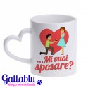 Tazza Mug 11 oz Manico Cuore Mi Vuoi sposare? Sorpresa proposta Matrimonio, Fidanzamento!