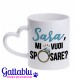 Tazza Mug 11 oz Manico Cuore Mi Vuoi sposare? Personalizzata con Nome Sposa! Sorpresa proposta di Matrimonio, Fidanzamento!