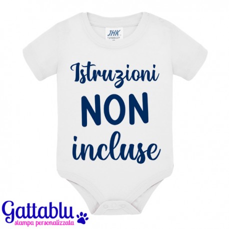 Body bodino neonato bimbo e bimba Istruzioni non incluse, idea regalo divertente! Bianco!