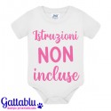 Body bodino neonata bimba Istruzioni non incluse, idea regalo divertente! Bianco!