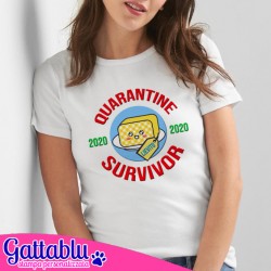 T-shirt donna Quarantine Survivor 2020 panetto di lievito kawaii divertente, sopravvissuta alla quarantena!