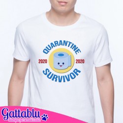 T-shirt uomo Quarantine Survivor 2020 carta igienica kawaii divertente, sopravvissuto alla quarantena!