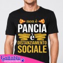 T-shirt uomo Non è Pancia è Distanziamento Sociale, Divertente, Metro e fette di Pizza! Nera!