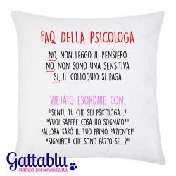 Federa per cuscino FAQ della Psicologa, risposte Divertenti alle Frasi da Non Dire ad Una psicologa, Regalo Laurea Psicologia 